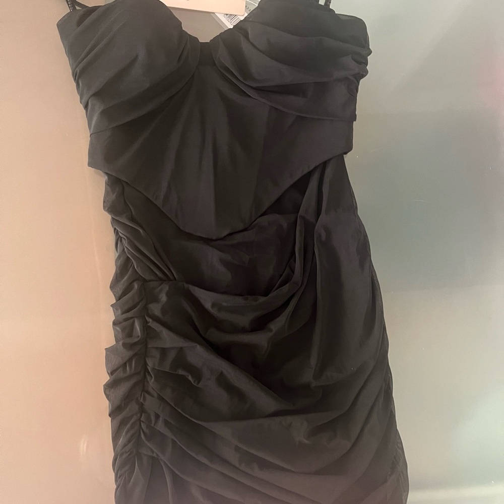 Oh Polly Black Strapless Dress